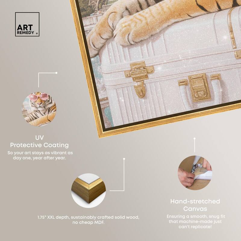 Tiger Luggage Paris Canvas by Art Remedy