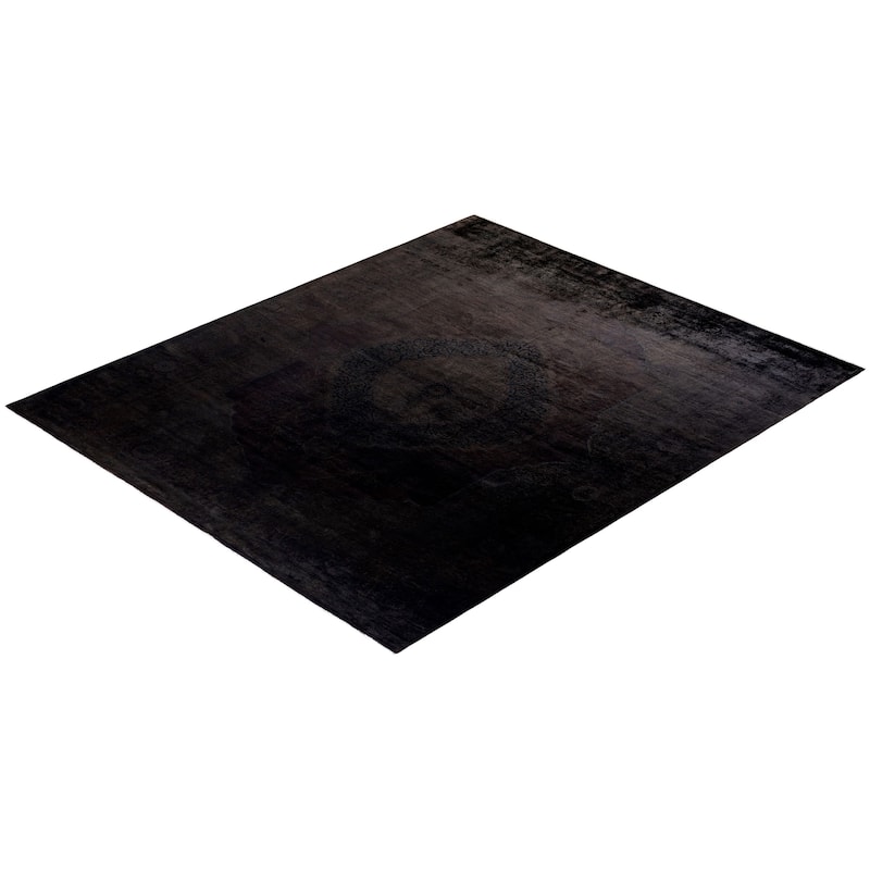 Overton Hand Knotted Wool Vintage Inspired Modern Contemporary Overdyed Black Area Rug - 8' 1" x 9' 8"