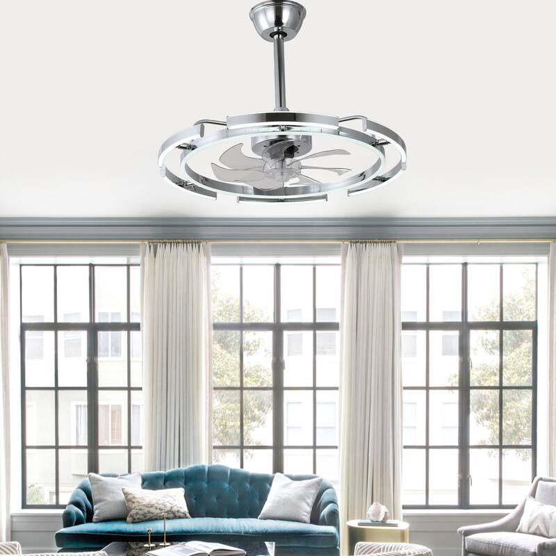 Oaks Aura DeClue 24in. 6 DIY-Shape Smart Ceiling Fan with Light,Cyberpunk Futuristic 6-Speed Quiet Ceiling Fan w/ Remote