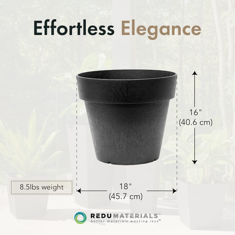 Tierra Verde Baritone Planter, Indoor Outdoor Self Watering Pot, 18"W x 16"H