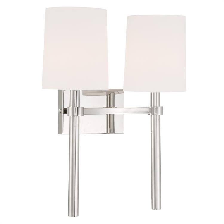 Bromley 2 Light Polished Nickel Wall Mount - 13.75'' W x 18.37'' H x 7.125'' D