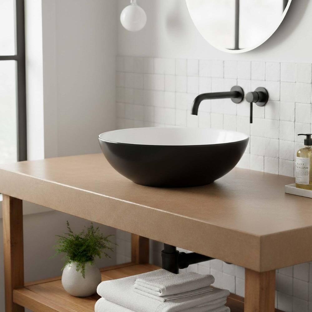 Fine Fixtures 16 inch Round Ceramic Vessel Bathroom Sink