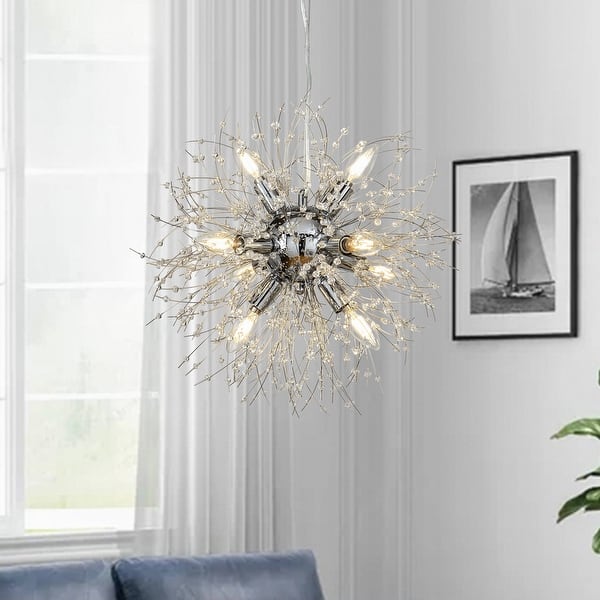 slide 2 of 20, Interior Decor Starburst Crystal Chandelier 8-lights Firework Globe Pendant Lamp - W20"xH20"
