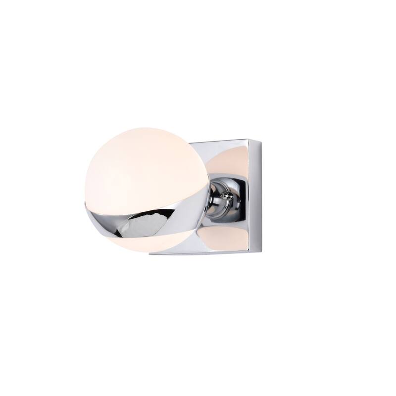 Lona 5 Inch Gold Finish Orb Opaque Glass Wall Sconces 1 Light - Chrome Polish
