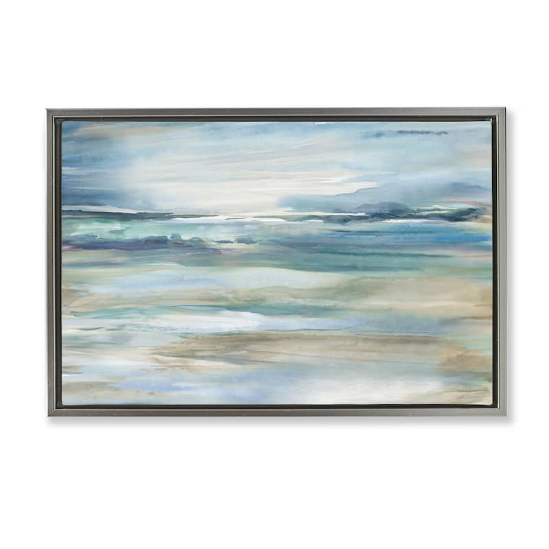 Stupell Gradient Ocean Waves Framed Floater Canvas Wall Art Design By Carol Robinson - 31 x 21 - Grey