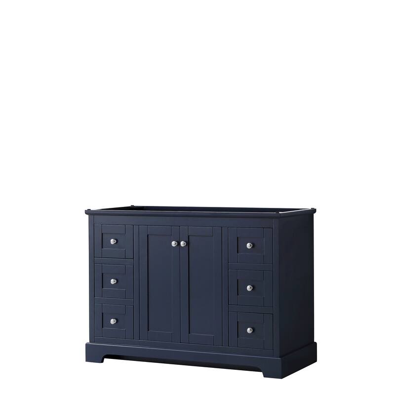 Avery 48-inch Single Vanity, No Top, No Sink, No Mirror - Dark Blue, Chrome Trim, No Top