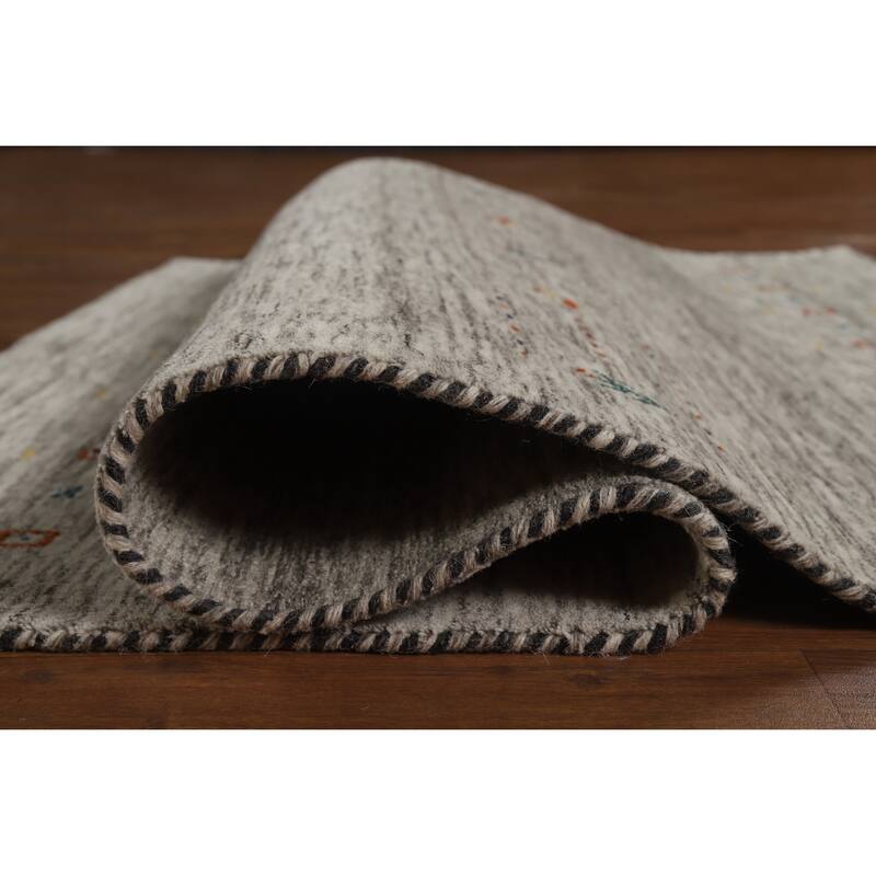 Hand Knotted Oriental 100% Wool Carpet Tribal Animal Pictorial Beige & Ivories Gabbeh Area Rug - 5' 11'' X 4' 1''