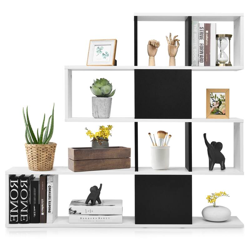 5-Tier Ladder Bookshelf with Open Shelves Modern Storage Display Rack for Home Office Living Room - 47" x 8" x 43" (L x W x H)