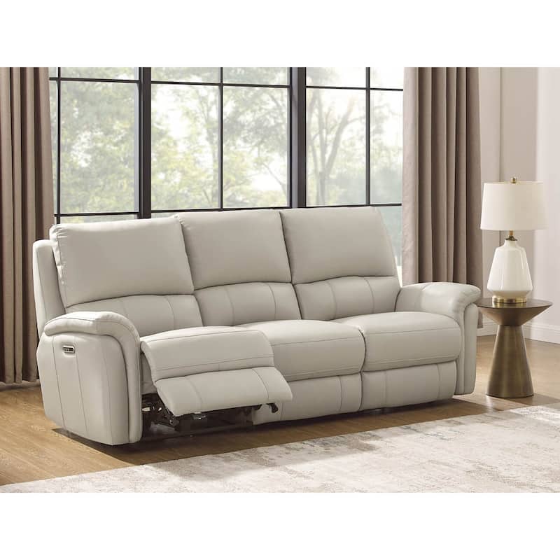 Hydeline Erindale Zero Gravity Power Recline and Headrest Top Grain Leather Sofa - Vanilla White