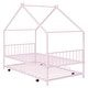 preview thumbnail 23 of 45, Metal Adorable House Twin Size House Bed with Twin Size Trundle Bed,Kids and Baby