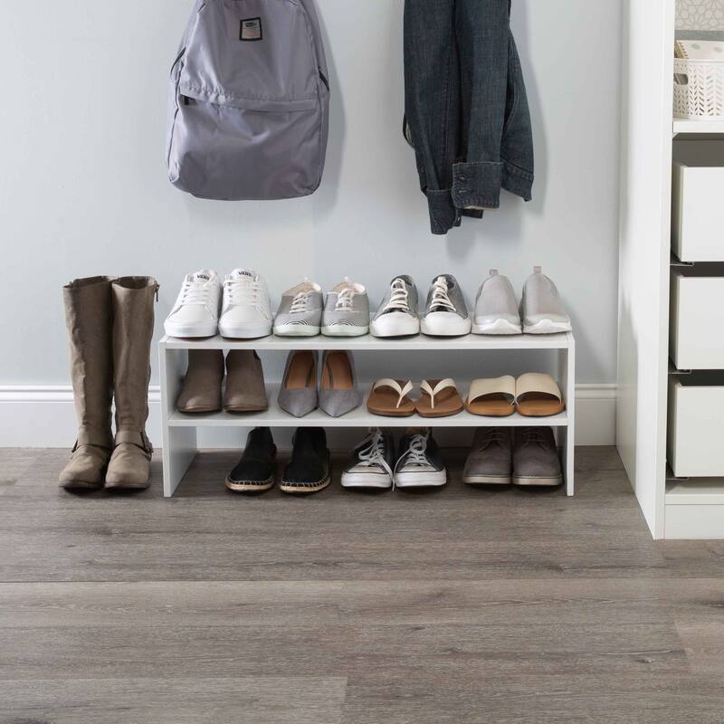 Organize It All 2 Shelf Stackable Shoe Rack in White