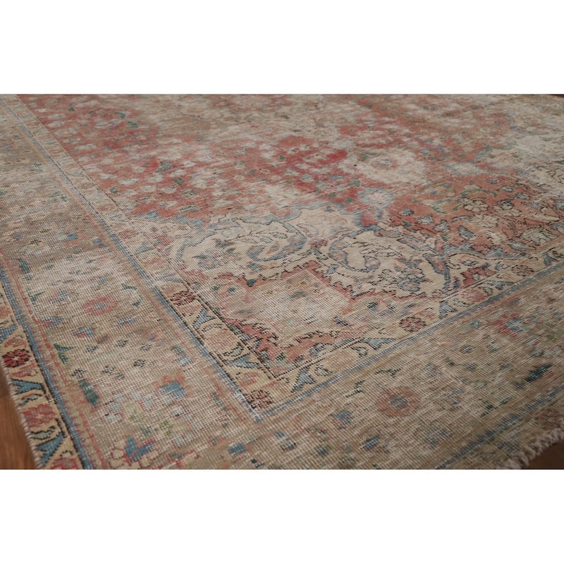 Distressed Tabriz Persian Vintage Rug Handmade Wool Carpet - 6'6" x 9'6"