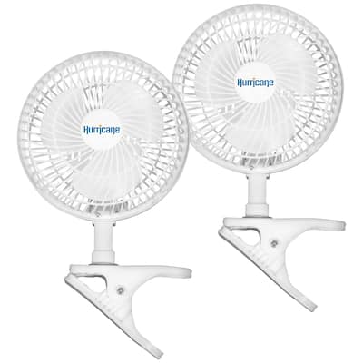 Hurricane Classic 6" Mini Clip On Fan for Desks & Night Stands, White (2 Pack) - 2.5