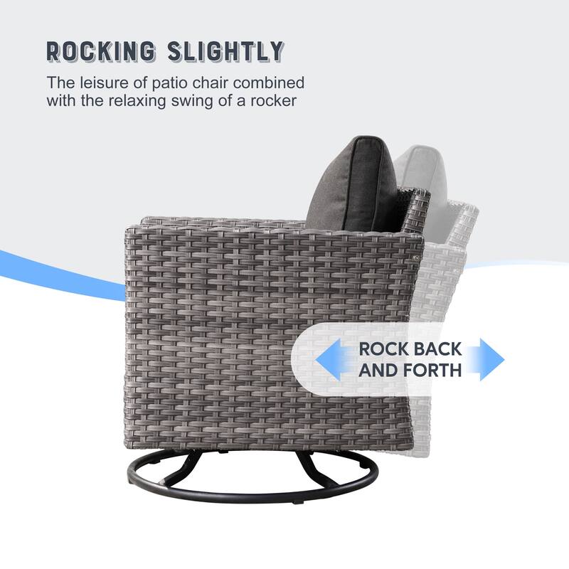 OVIOS 7-piece Wicker Sectional Sofa Swivel Rocking Chair Set