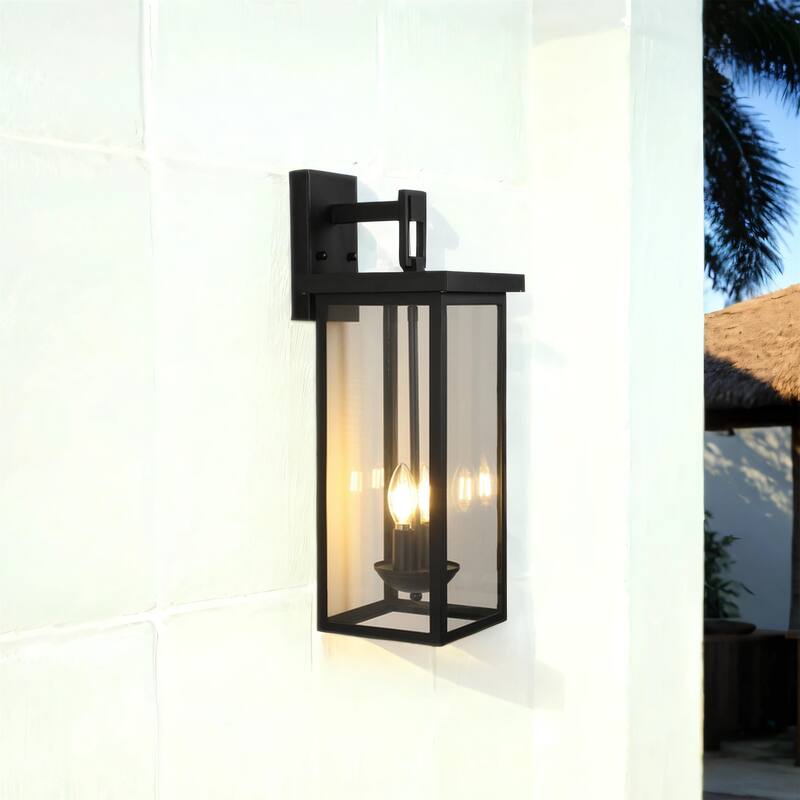 22" Outdoor Wall Lantern with Dusk-Dawn Sensor - 2-Light