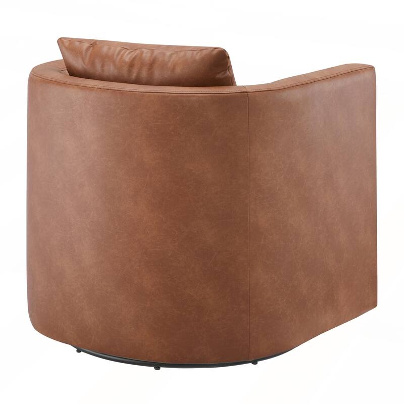 Faux Leather Swivel Barrel Chair