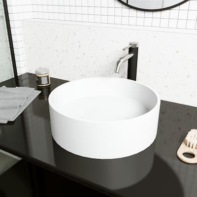 VIGO Bryant 15"L x 15"W MatteStone Vessel Sink and Lexington 10"H Faucet Set