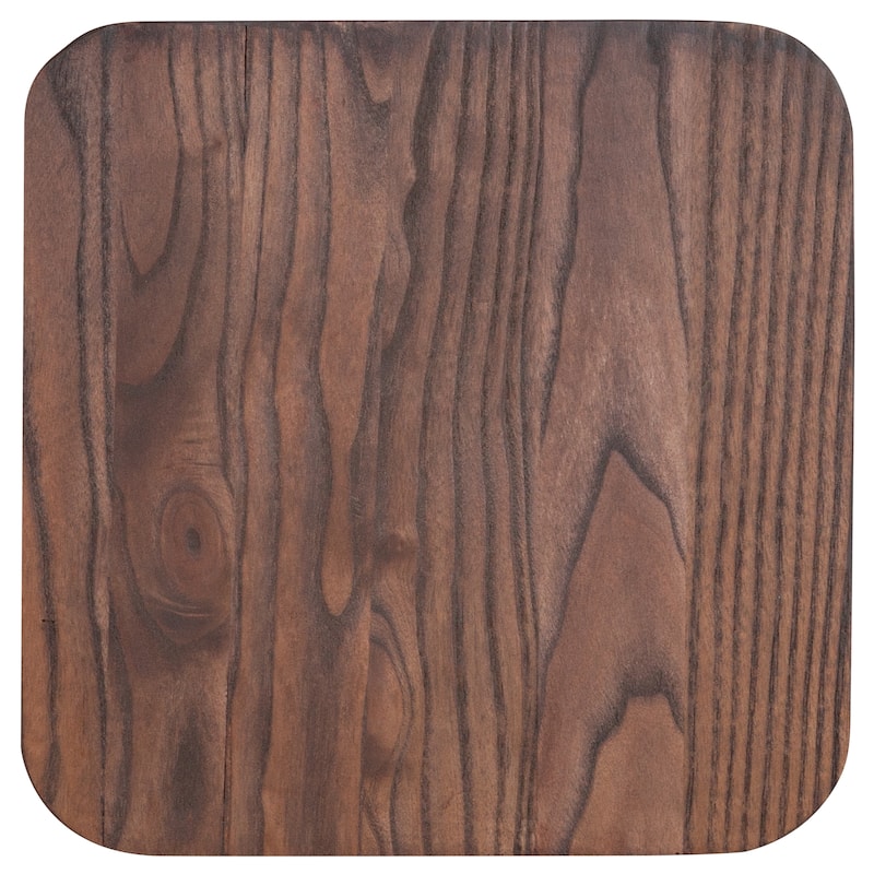 24" High Backless Metal Counter Height Stool with Square Wood Seat