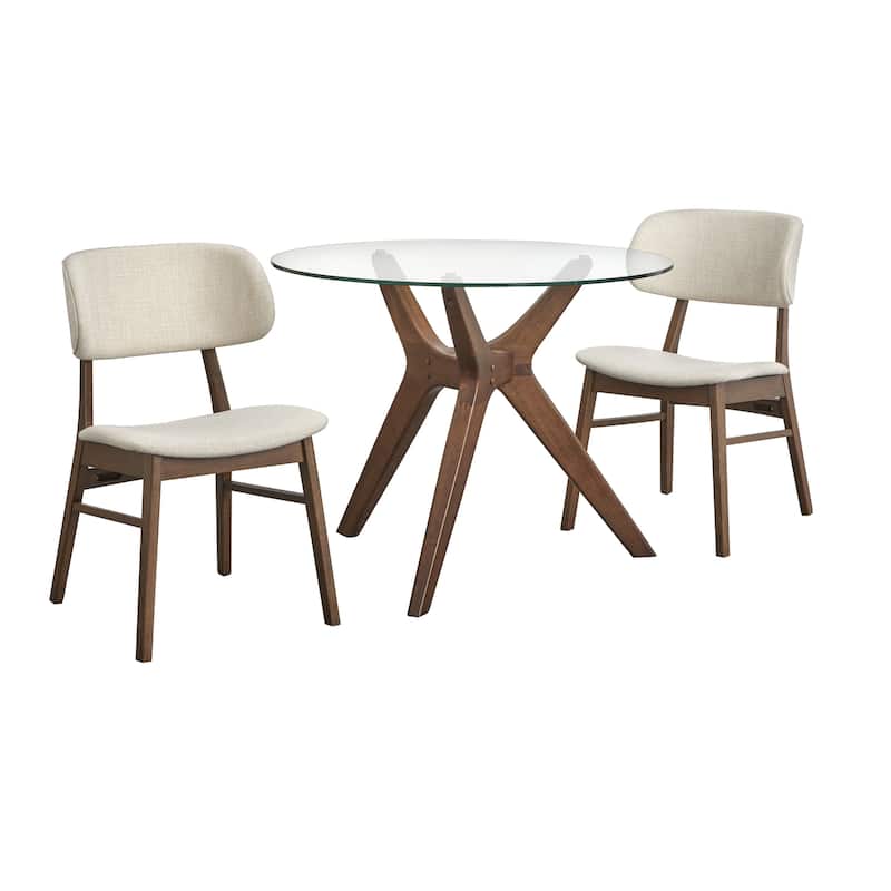 Lifestorey Toni Solid Wood and Glass Dining Set