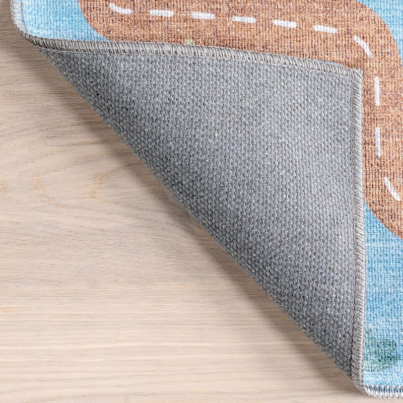 Nuloom Chalea SpinClean Kids Town Machine Washable Area Rug