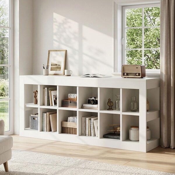 2-Tier Organizer Bookcase, Open Shelf Simple Compartments - Bed