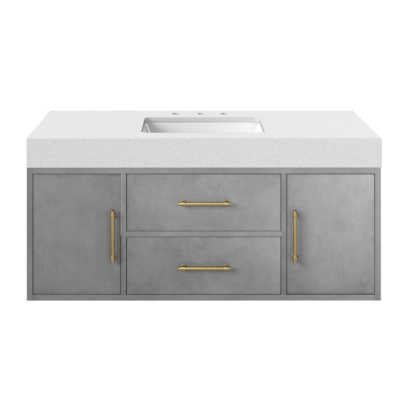 Moasis 40"/48" Wide Floating Wall Mounted Bathroom Vanity with 2 Drawers & 2 Storage Cabinet