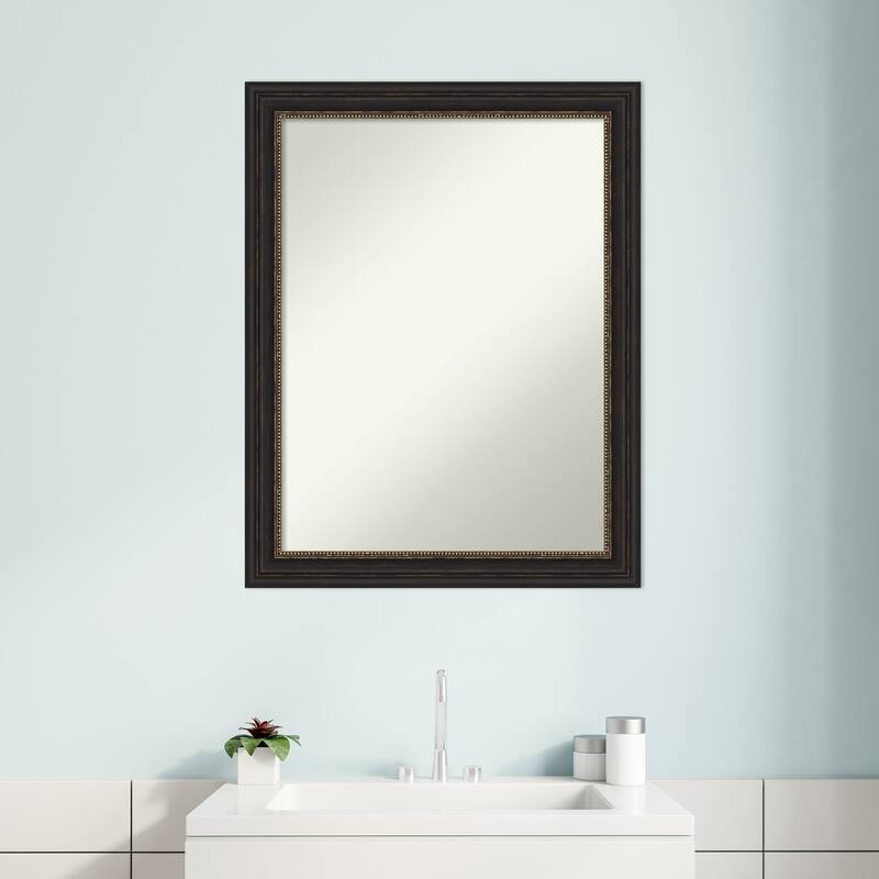Non-Beveled Bathroom Wall Mirror - Accent Bronze Narrow Frame