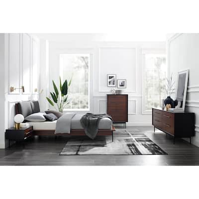 Landon King Platform Bed with Fabric, Crimson