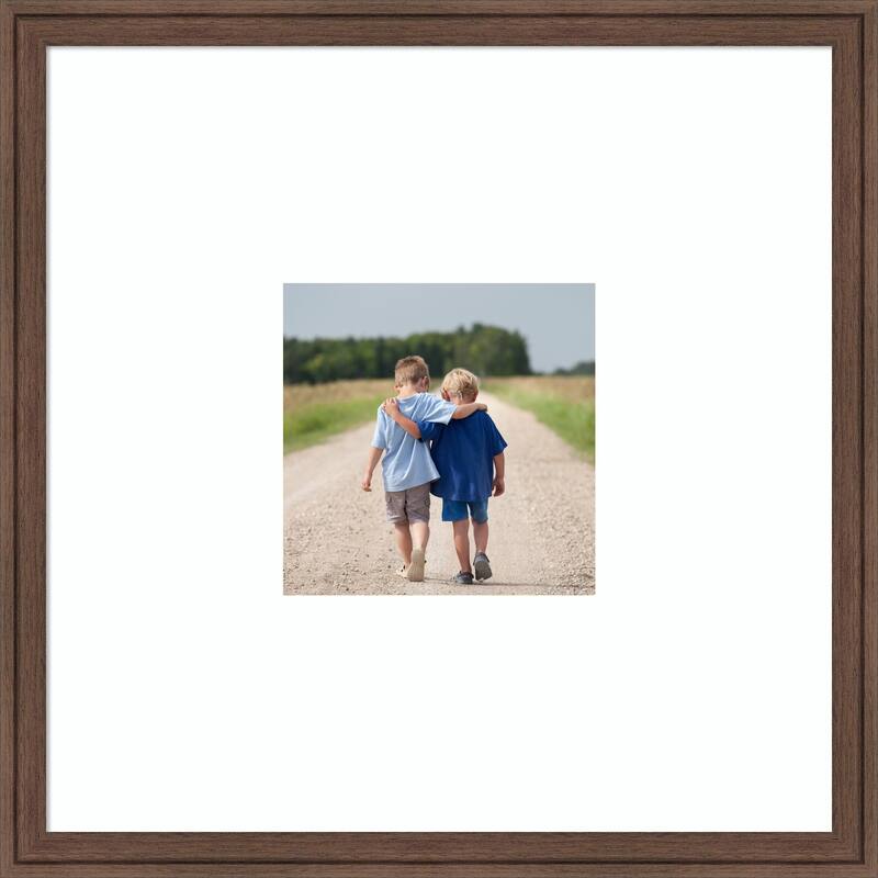 Florence Gold Framed Picture Frame, Photo Frame - 20x20 Matted White 8x8 - Florence Medium Brown