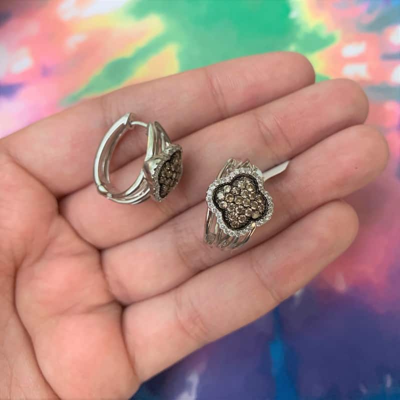 Joelle Collection Champaign Diamond & White Diamond Earrings 14K Gold 0.90ct TDW