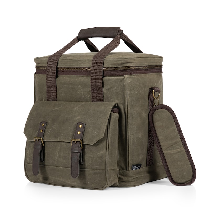 Legacy Weekender 6 Bottle Insulated Wine Bag, (Khaki Green with Brown Accents)
