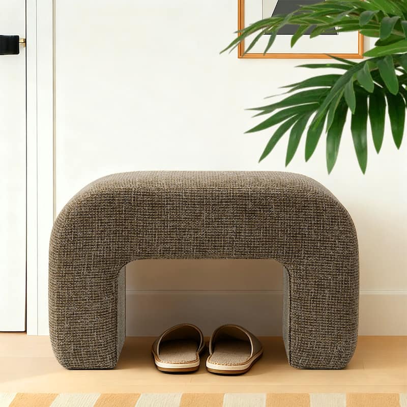 28" Fully Upholstered Small Waterfall Bench - Drak Brwon