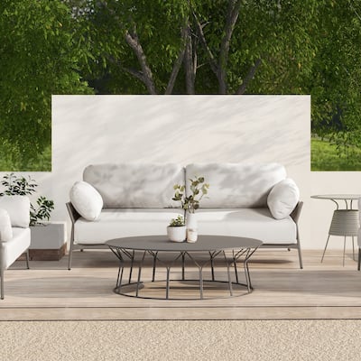 Jasper 73" Wicker Outdoor Patio Sofa with Cushions