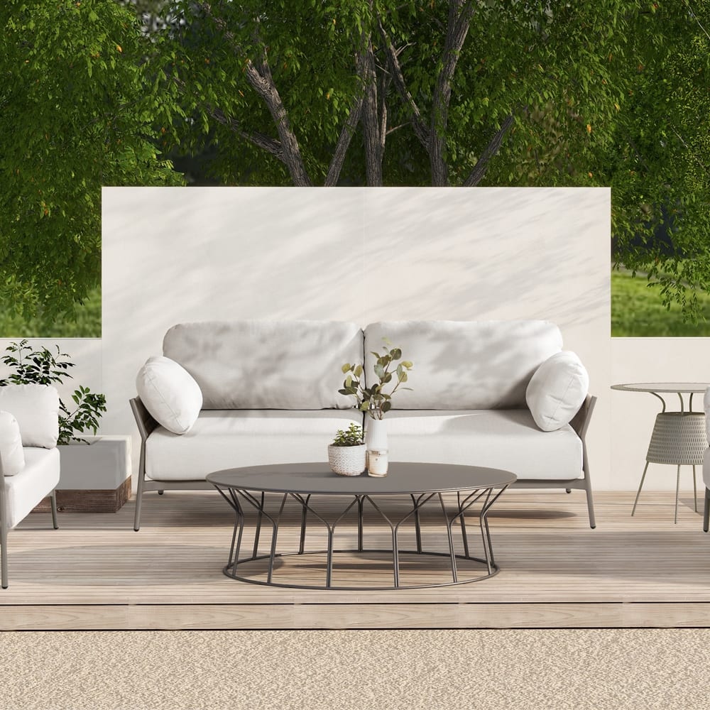 Jasper 73" Wicker Outdoor Patio Sofa with Cushions