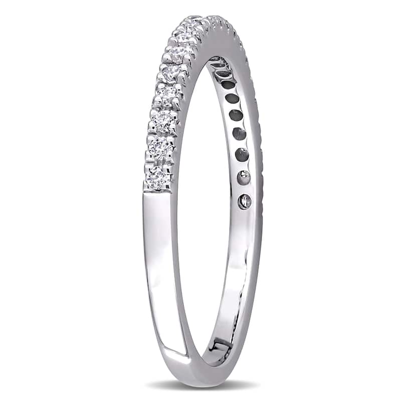 Miadora 1/5ct DEW Moissanite Stackable Anniversary Wedding Band in 10k White Gold