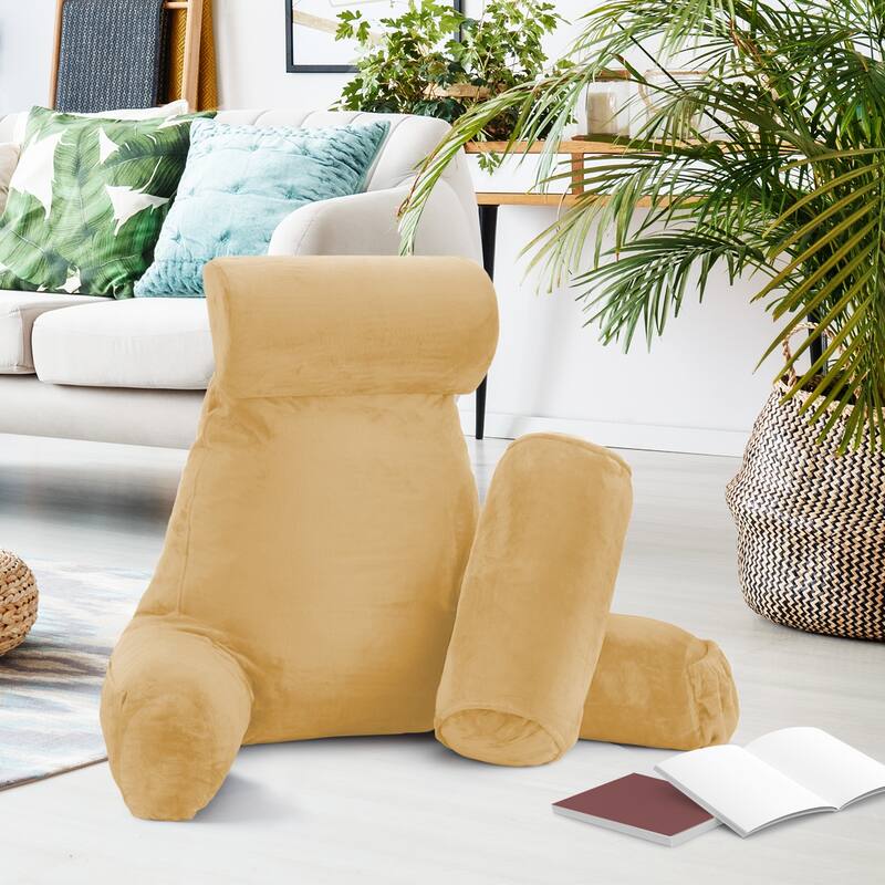 Empyrean Backrest Reading Pillow with Arms - Shredded Memory Foam Back Support Bed Rest Pillow