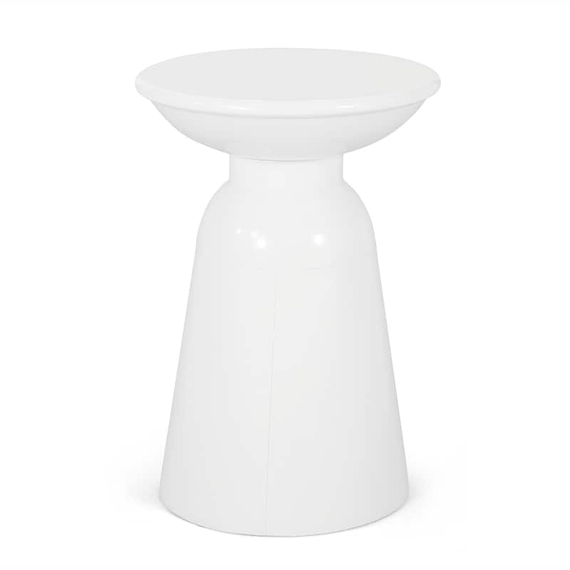 Roomfitters Outdoor Metal Side Table with Sculptural Flared Base, Weather-Resistant Accent Furniture