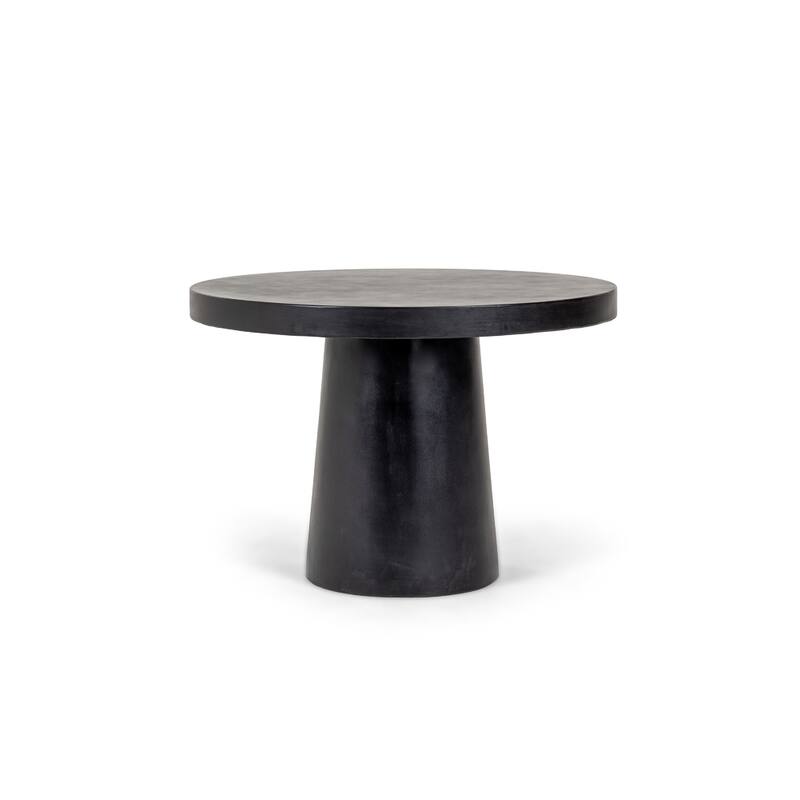 Cid Deso Dining Table, Black Concrete and Tapered Base, Round 43 Inch Top