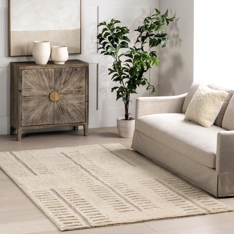 Nuloom Finlay Modern Wool Machine Washable Area Rug - 5' x 8' - Ivory