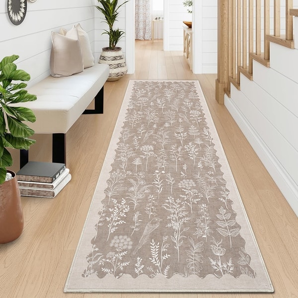 Washable Area Rug - 2'x6' - Light Brown