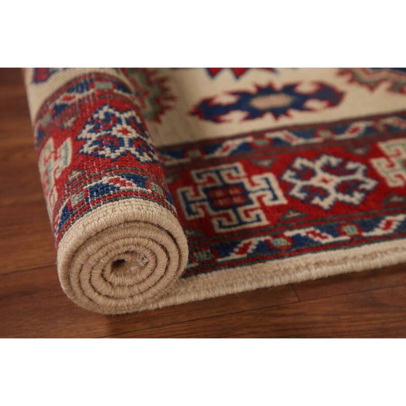 Kazak Accent Rug Hand-Knotted Oriental Wool Carpet - 2'11" x 4'2"