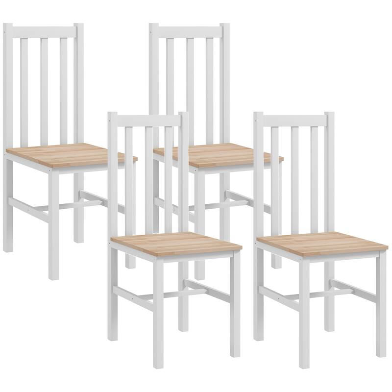Farmhouse Armless Dining Chairs with Slat Back (Set of 4)