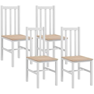 Farmhouse Armless Dining Chairs with Slat Back (Set of 4)