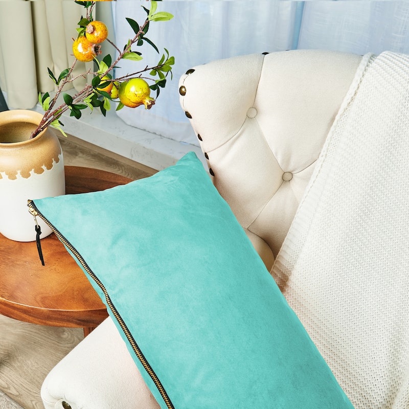 Suede 2 Piece Pillow Shell Set with Big Zipper, NO INSERT