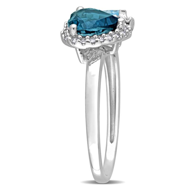 Miadora London & Sky-Blue Topaz and 1/5ct TDW Diamond Heart and Teardrop Ring in 10k White Gold