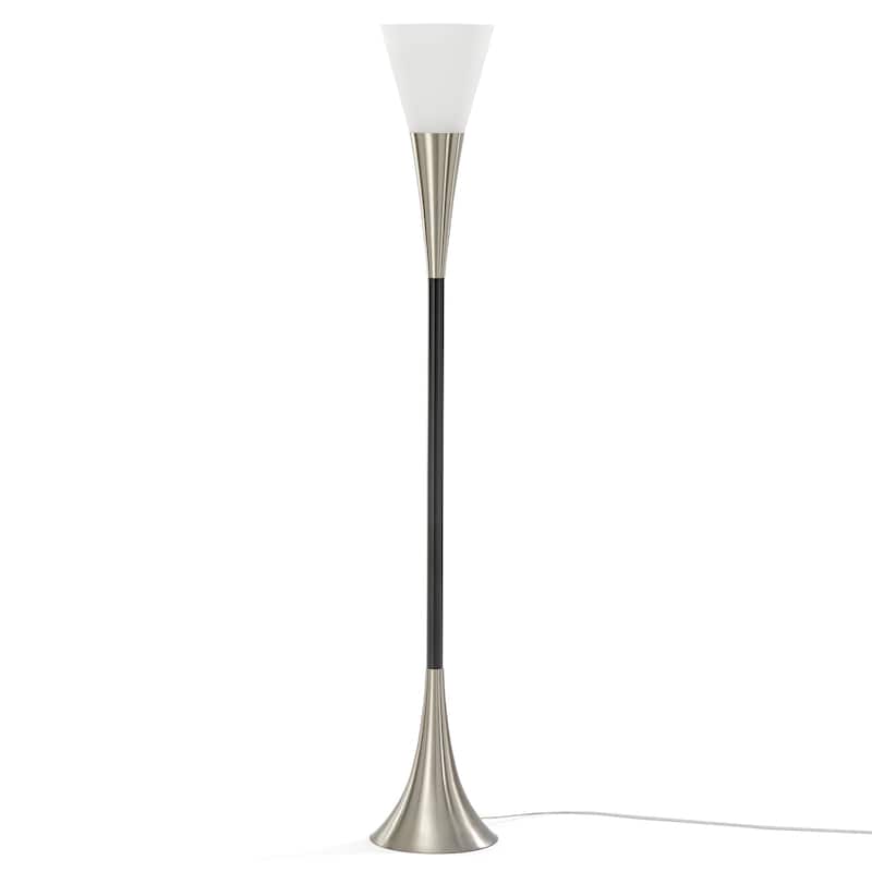 Floor Lamp with Sandblasted Glass Shade E26 Base | Foot Switch | Sturdy Metal Construction | Soft & Even Lighting