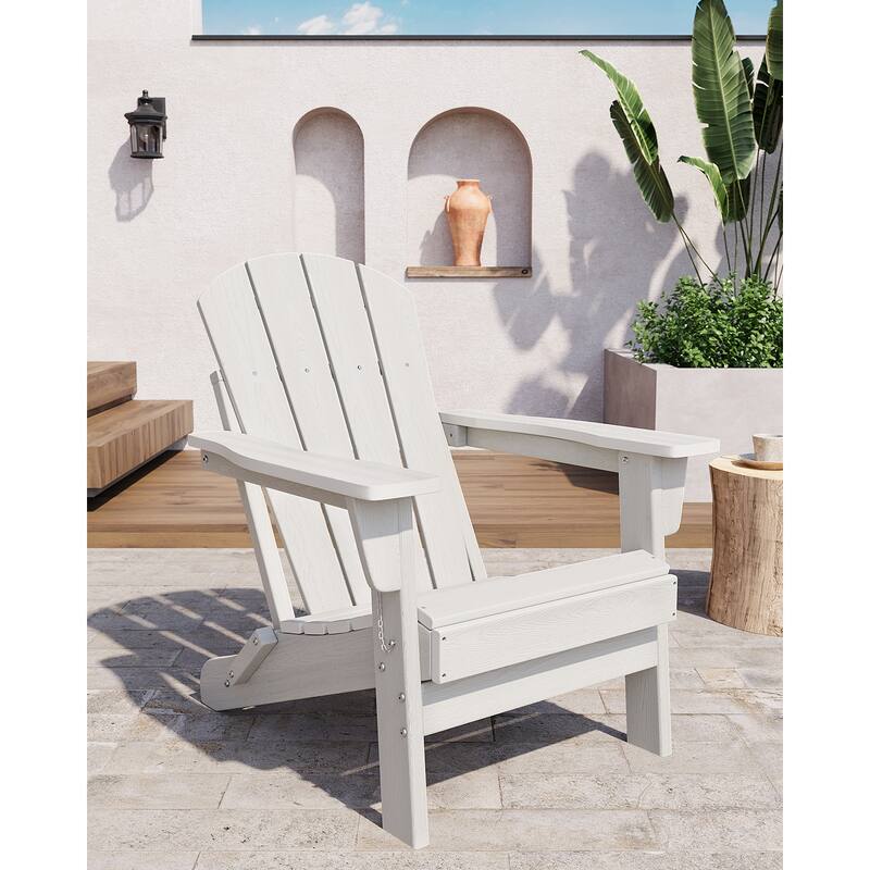 Folding Adirondack Chair, Outdoor Wooden Lounge Chair, Modern Lounger Adirondack Chair Ergonomic Extended Backrest