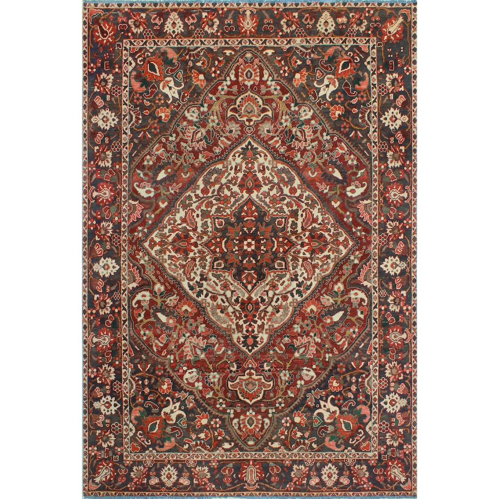 Fine Vintage Bakhtiari Kenward Burgundy/Charcoal Rug - 6'6" x 9'9"