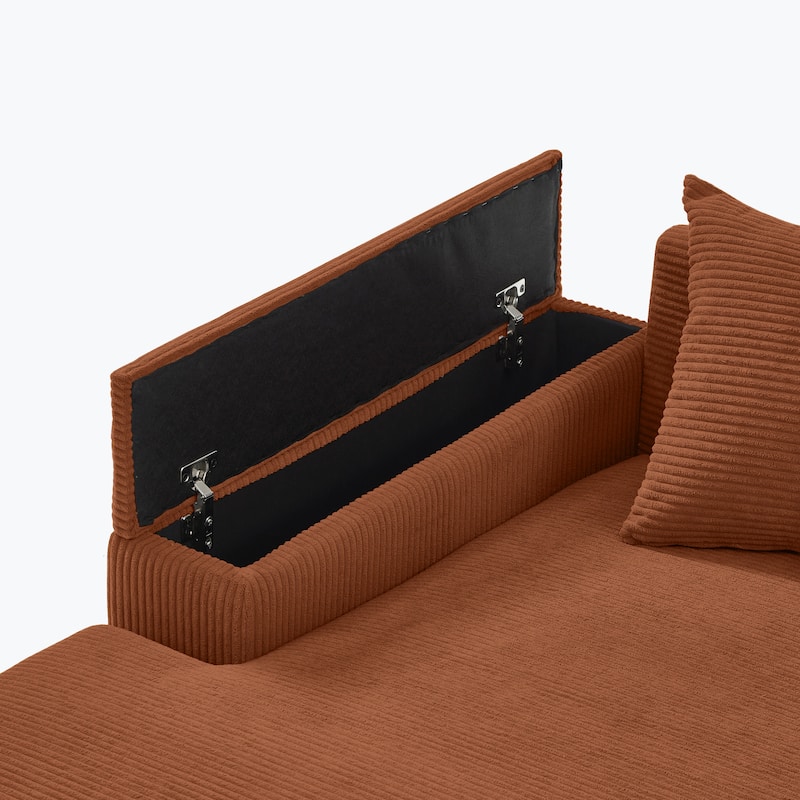 111" L Shaped Sectional Couch with Chaise Lounge and Storage Armrest