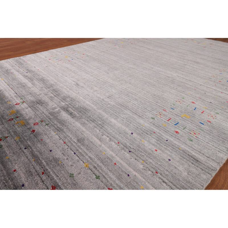 Tribal Striped Gabbeh Oriental Area Rug Handmade Silk Carpet - 5'0" x 7'9"